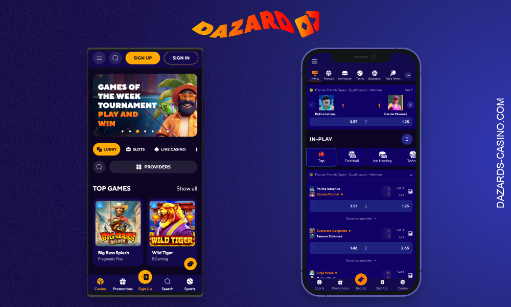 Download the Dazard Casino mobile app for Android and iOS