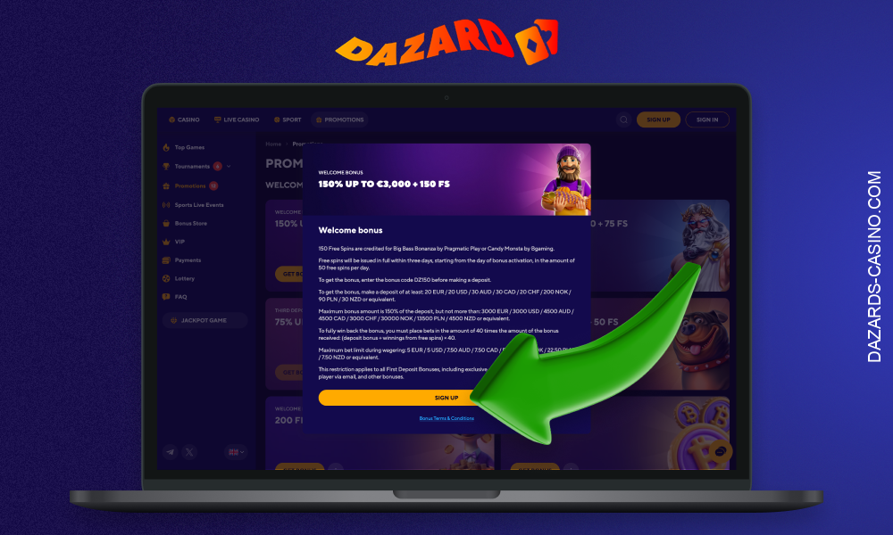 Dazard Casino Bonus Package for New Users in Europe