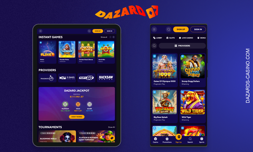 Dazard Casino Mobile Version