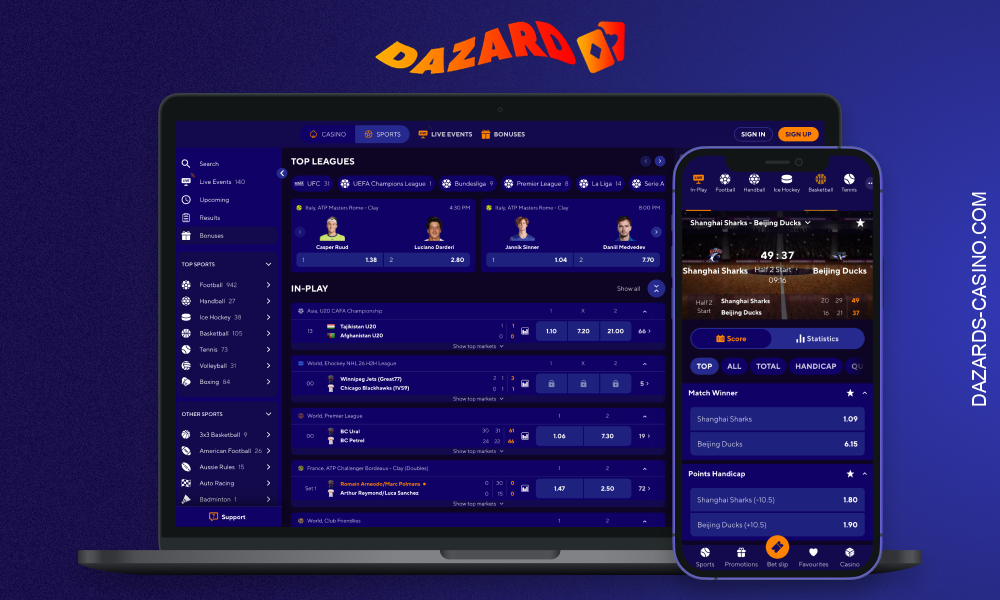 At Dazard, sports betting is available to users in Europe